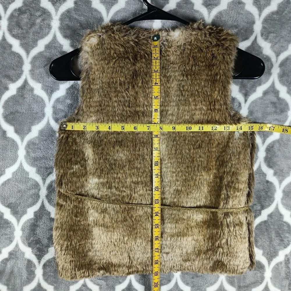 OshKosh Bgosh Vest Girls Size 8 Brown Faux Fur Belted Lined Boho Cowgirl